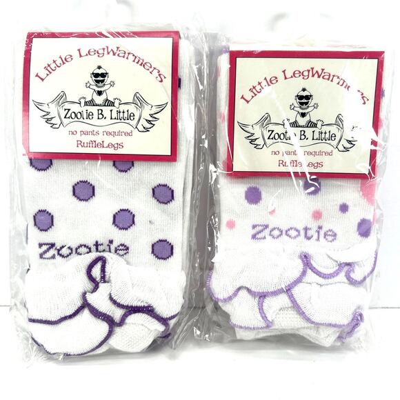 2 Zootie B. Little Ruffle Leg Warmers Baby & Toddler NEW One Size Purple Polka - Picture 1 of 5